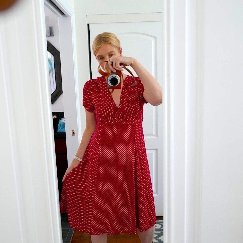Vintage Pink Wheels 'Abigail' Dress Red Polka Dot